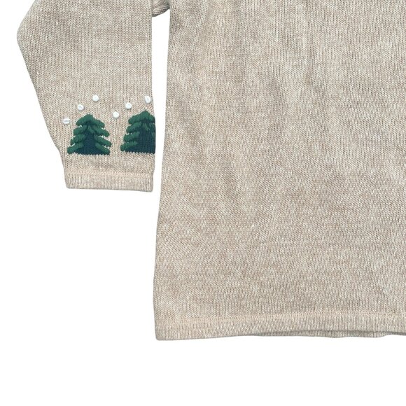 Embroidered Ugly Christmas Sweater Tan Button Grandmacore Winter Holiday-3X - Picture 7 of 10